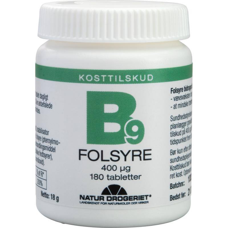 B9 Folsyre 400 μg 180 stk.